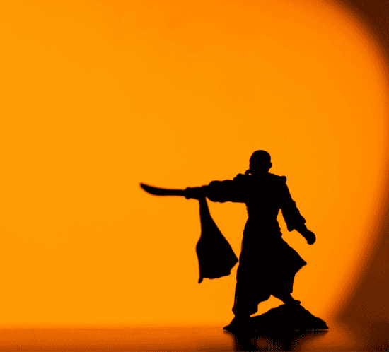 detall de l'ombra d'un samurai