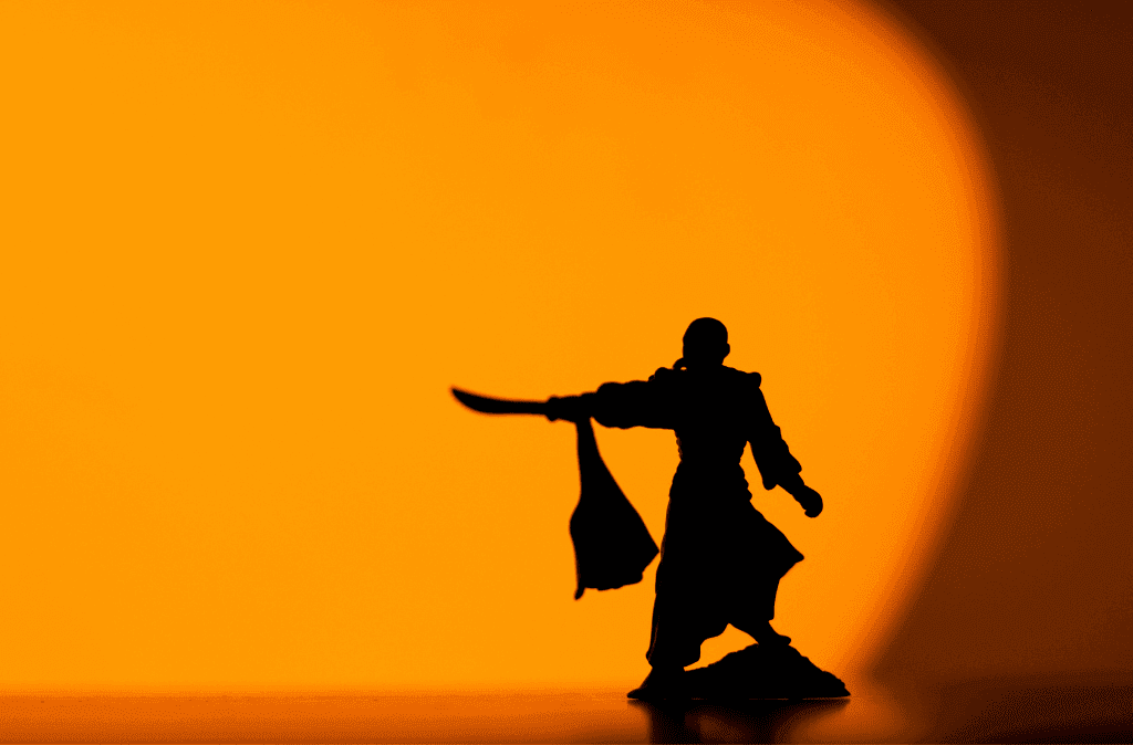 detall de l'ombra d'un samurai