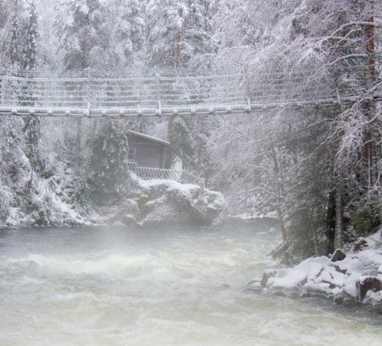 Detall d'una cabana a Ruka al bell mig de la Lapònia