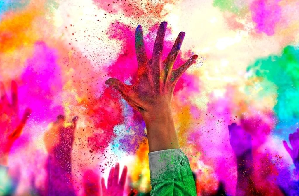 detall de la festa Holi a la Índia